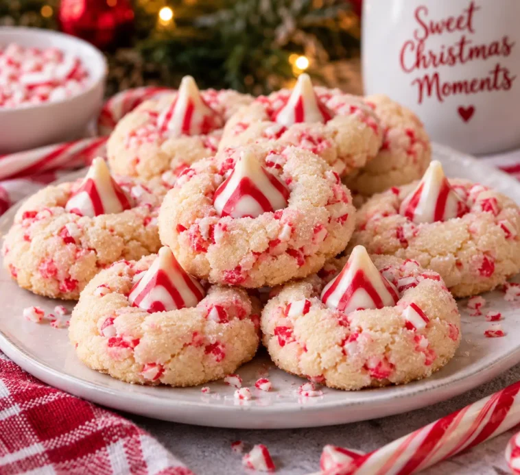 Candy Cane Kiss Cookies