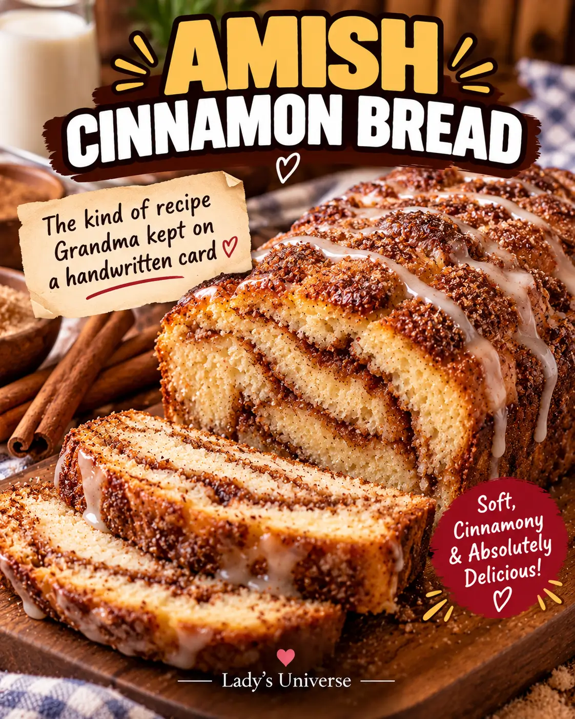 Cozy Amish Cinnamon Bread Recipe Card