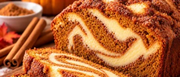 Pumpkin Cream Cheese Bread with a Cheesecake Ribbon