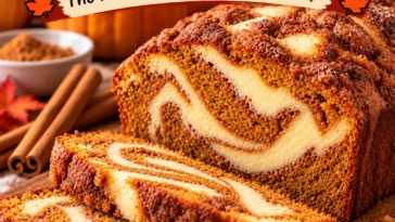 Pumpkin Cream Cheese Bread with a Cheesecake Ribbon